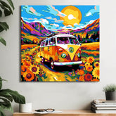 VW Bulli Flower Power Painting by Numbers